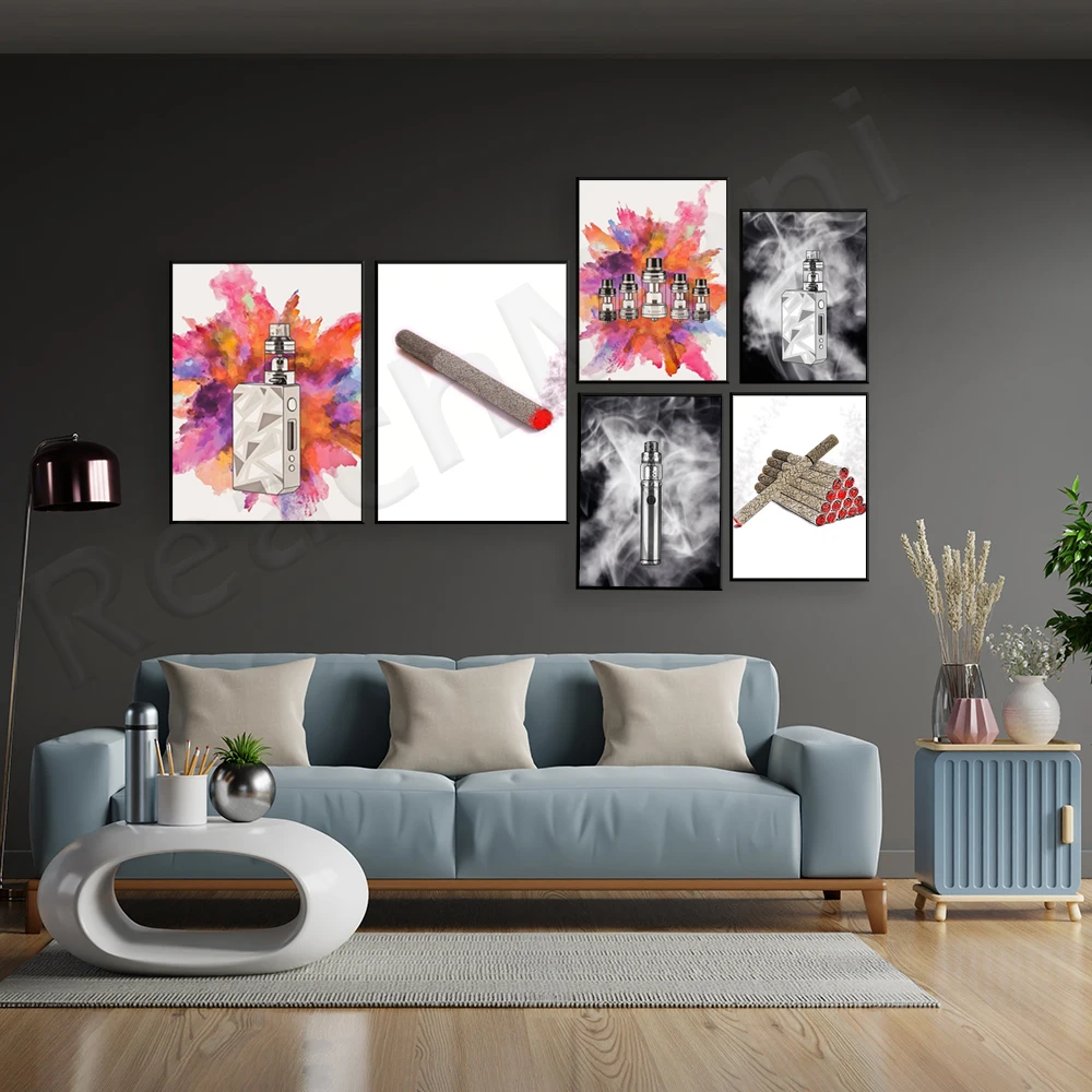 Isolated Cigarette, Vape Stick Smoke Wall Art Print Poster Canvas Painting Living Room Home Decor Picture