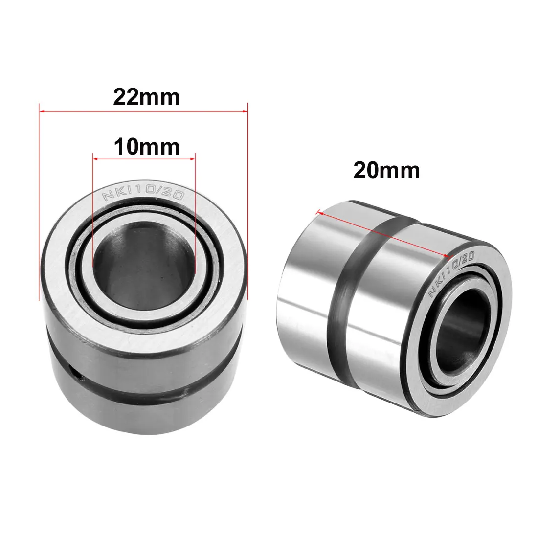 Uxcell-rodamiento de rodillos de aguja de anillo mecanizado con anillo interior, rodamientos de la serie NA/NKI, diámetro de 10mm-50mm, NKI10 20(10x22x20)