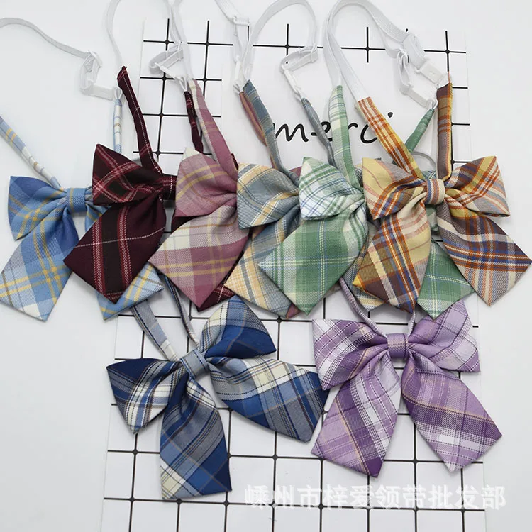 New Cute Ladies Bowtie Fashion Butterfly College Style Plaid Check Bow Tie Women's Simple Student Cosplay JK Uniform Accessories