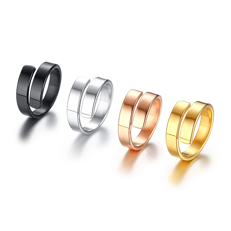Vnox Personalized Engraved Names Rings for Women Size Adjustable Custom Stainless Steel Anniversary Gifts for Her Jewelry