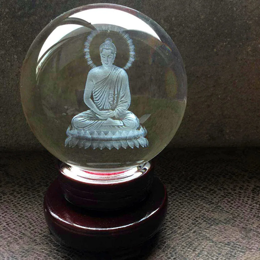 GOOD LUCK Thailand India HOME Buddhism efficacious patron saint God Sakyamuni buddha FENG SHUI Talisman 3D Crystal ball statue