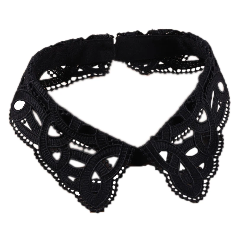 Black/white Women Fake Collar Party Blouse Lace Hollow Detachable Fake Collar Lace Hollow Out Embroidery Dresses Print Patches