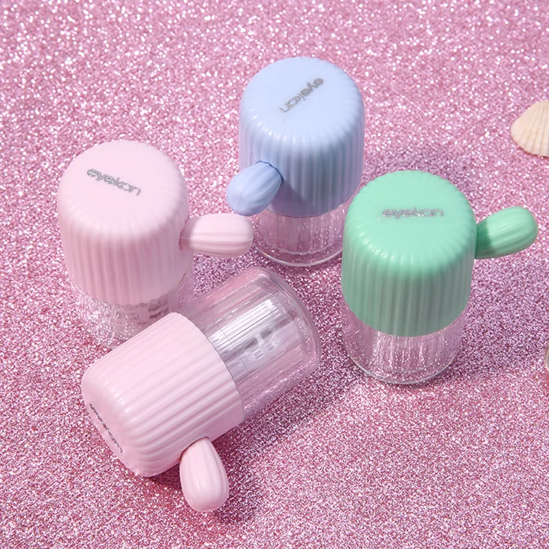 Cactus Contact Lens Cleaner Portable Manual Cleaning Cosmetic Contact Box Travel Contact Lens Case