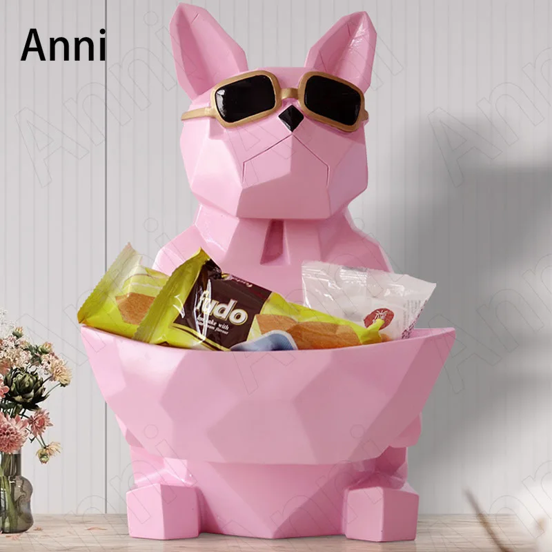 French Bulldog Resin Tissue Box Holder Nordic Modern Animal Decorative Storage Ornaments Office Desktop Paper Towel Storage Box