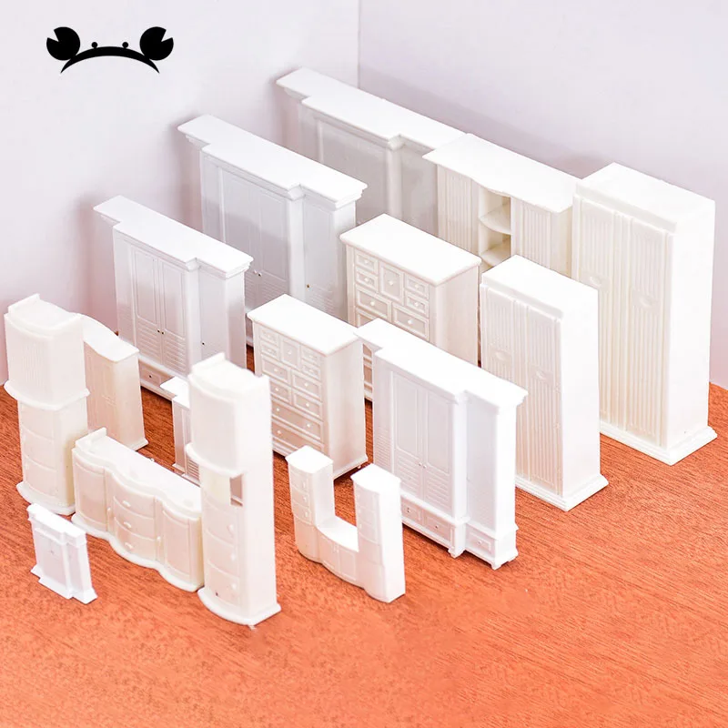 2pcs 1/25 1/30 1/50 Miniature Bedroom Furniture Model Wardrobe Closet Cupboard Doll House Accessories Home Interior Decoration