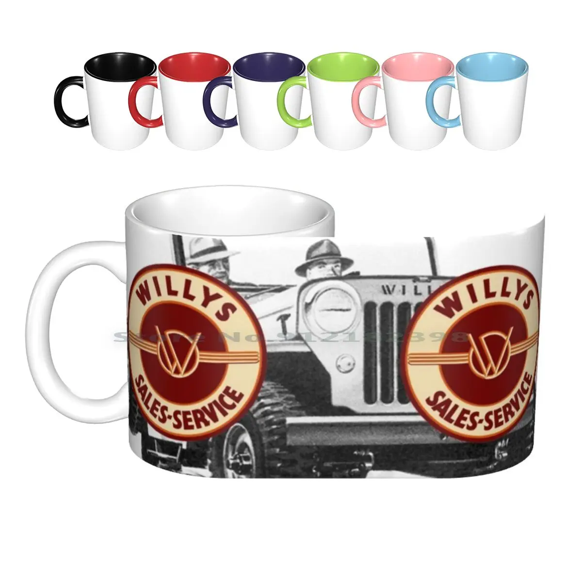 Willys-Sales & Service Ceramic Mugs Coffee Cups Milk Tea Mug Automotive Car Cars Motoring Classic Car Auto Manufacturer Vehicle