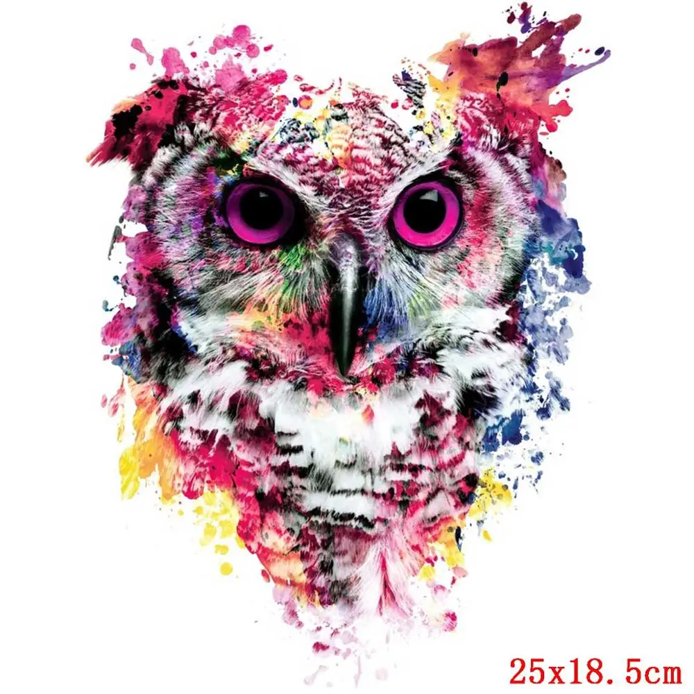 Pulaqi Animal Iron-On Transfers Owl Heat Transfers For Clothes DIY Thermal Transfer Hot Vinyl Ironing Stickers Apparel Accessory