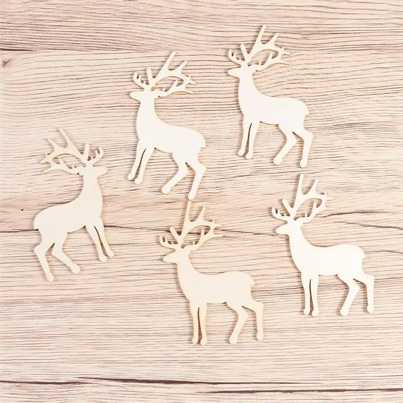 Reindeer Reindeer Decorationation DIY Wood Deer Crafts Deer Graffit Wood Piece DIY Painting Slices Educational Wood Crafts