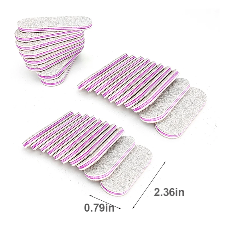 100PCS/Lot Mini Nail Files 100 180 Professional Grey Straight Strong Sandpaper Sanding Nail Buffer Files For Manicure