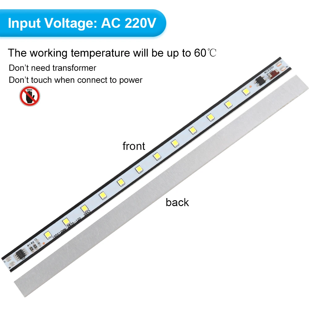 AC220V LED drążek LED wysokiej jasności podświetlenia 19cm 29cm 39cm SMD 2835 LED sztywny pasek do kuchni światło szafkowe 5 10 20 sztuk/partia