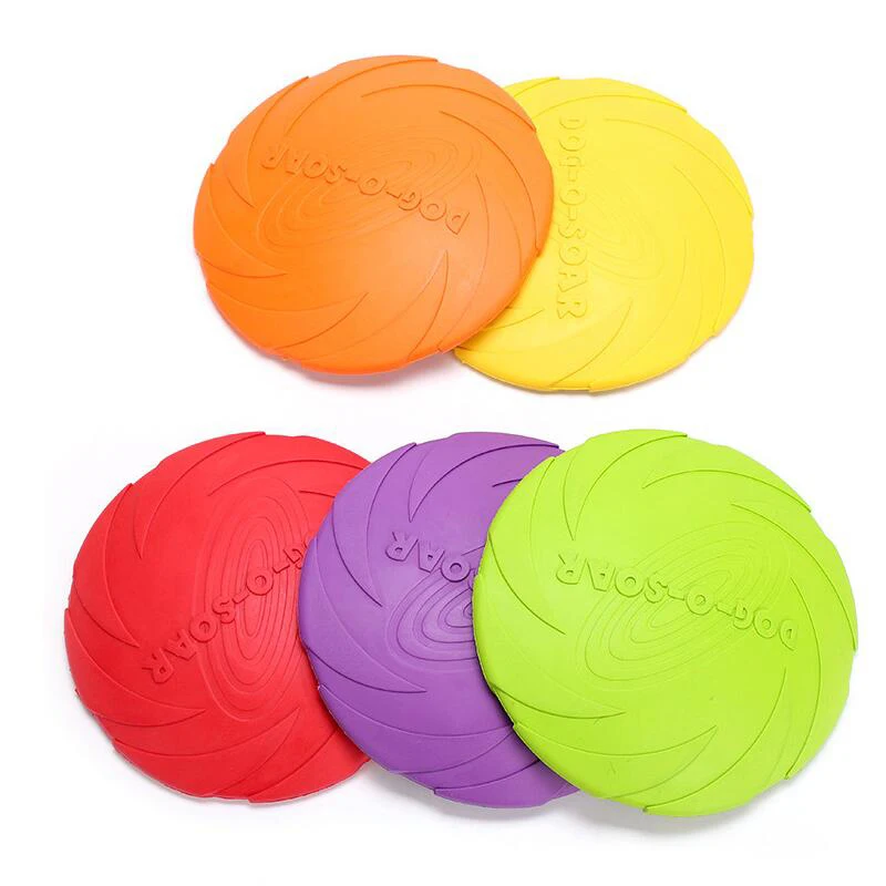 1pcs Soft Flexible Rubber Flying Disc Dog Toys 4 Colors Floating Foldable Flyer Disc Interactive Training Pet Dog Supplies