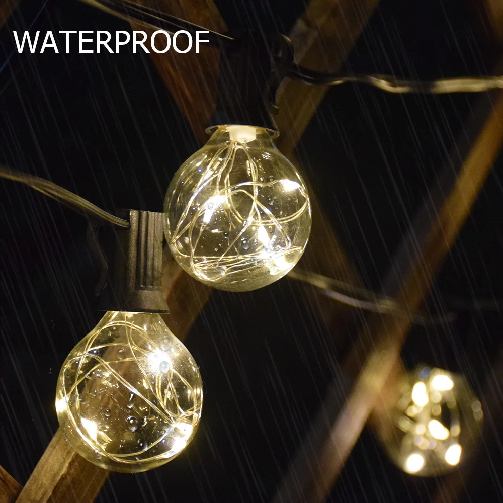 Solar Light Garland G40 Bulb Edison LED Solar Garden Light Retro Glass String Lights For Outdoor  Party Solar Power