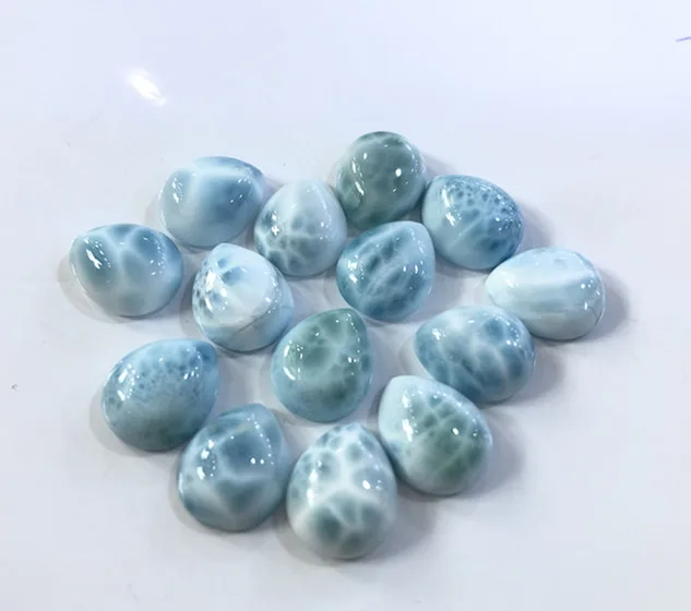 Natural Larimar Cabochon Tear Drop gemstone beads CABS For Jewelry Making Rings Pear Shape Face Pendant Accessories