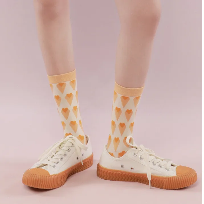 Autumn and winter new socks children 2021 lattice simple leisure personality ins thick cotton socks couple neutral socks