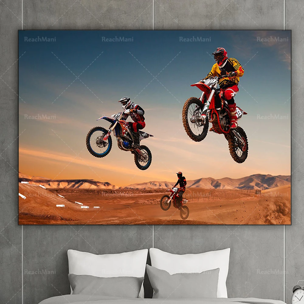 Motocross prints, canvas art prints for motorcycle races, men’s gifts for motorcycle lovers, bedroom decoration posters