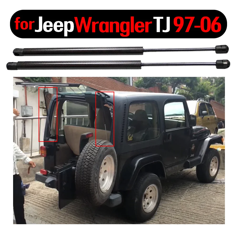 2 sztuk Auto tylne okno sprężyny gazowe amortyzatory windy obsługuje pasuje do Jeep Wrangler TJ Series 1997-2006 645 MM tylny lewy i prawy