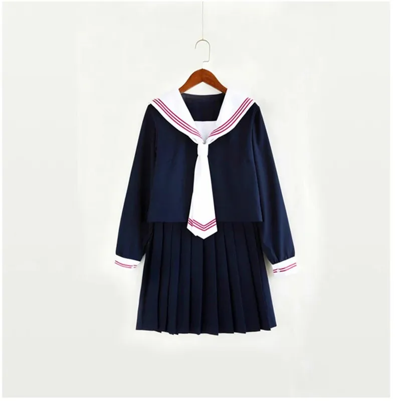 Navy JK School Uniforms For Girls Cosplay Sailor Suits Short/Long Sleeve Tops Pleated Skirt Full Sets Cosplay JK Costume Series