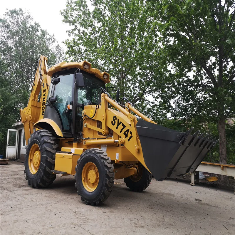 SY747 Excavator Backhoe Loader  Four Wheeled Excavation Loading Bucket