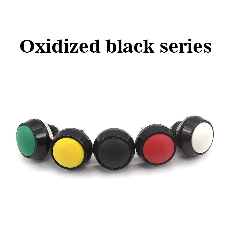 12mm Waterproof Metal Push Button Switch Ball Round Head Reset Screw Feet Oxide Black Car 12V Momentary Swtich Power Buttons