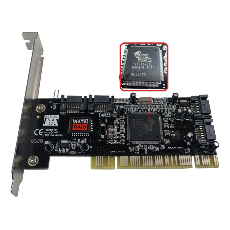 T8WC PCI Ke 4 Port SATA Raid Controller Expansion Card Adapter untuk Desktop PC HDD SSD