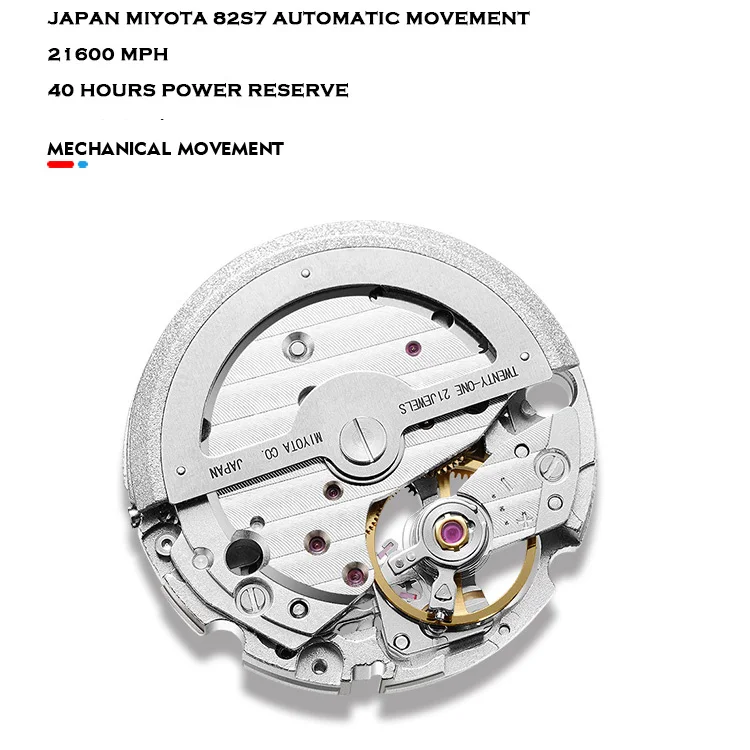 هانبورو رجالي ساعات أوتوماتيكية ساعة فاخرة موضة ساعة اليد الميكانيكية 50 متر مطاط مقاوم للمياه حزام مضيئة تونيو حافظة 82S7