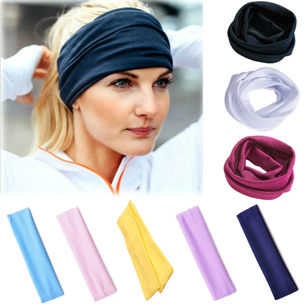 2021 Hot Sale Women Men High Elastic Sport Headband Yoga Stretch solid Headband Hair Decor Unisex Sport Accessories