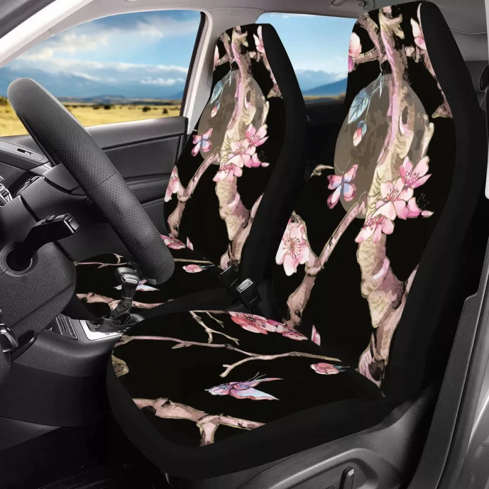 Plum Blossom Print Auto Seat Covers Car Accessories Women Universal Fit for Most Cars SUV Truck Front Seat Cover Protector