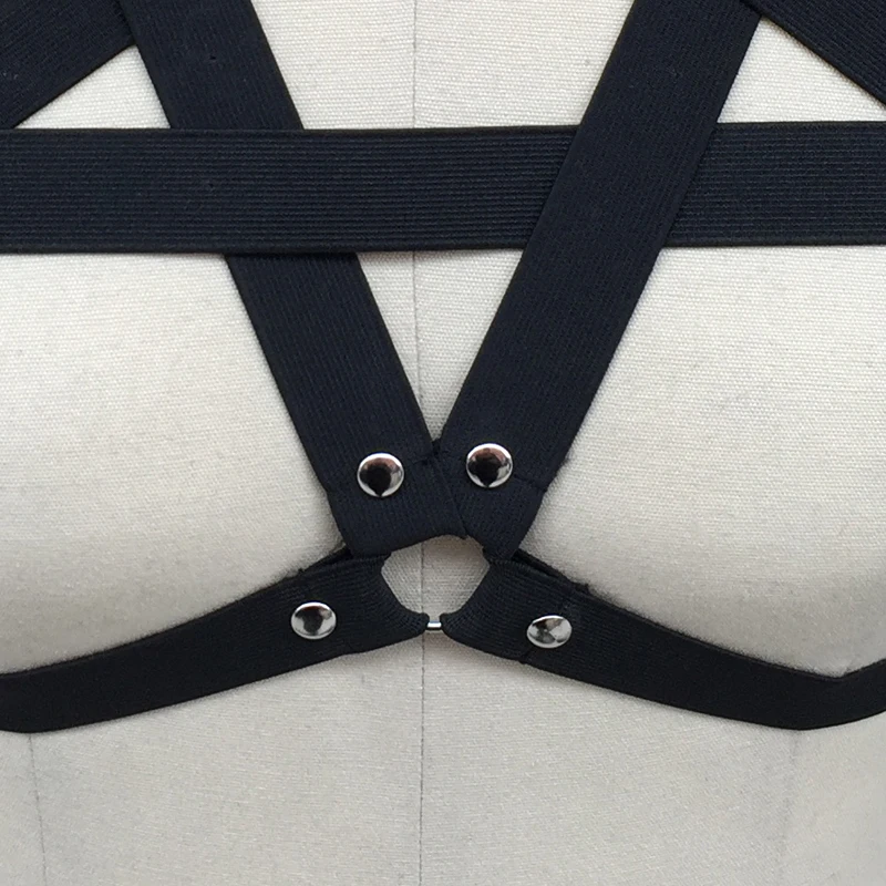 Underwear Woman Pentagram Punk Harness Cage Bra Sexy Pastel Goth Body Harness Harajuku Bra Black Bondage Harness Bra Lingerie