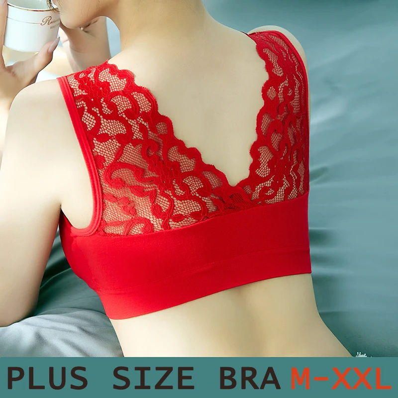 Bras For Women Underwear Plus Size Bra M L XL XXL Brassiere Wireless Bralette Push Up BH Sexy Lace Bra With Pad Vest Top