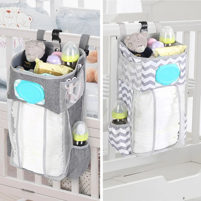 2024 New Baby Bedside Storage Bag Baby Crib Organizer Hanging Bag for Baby Multi-purpose Newborn Bed Hanging Diaper Toy Tissue