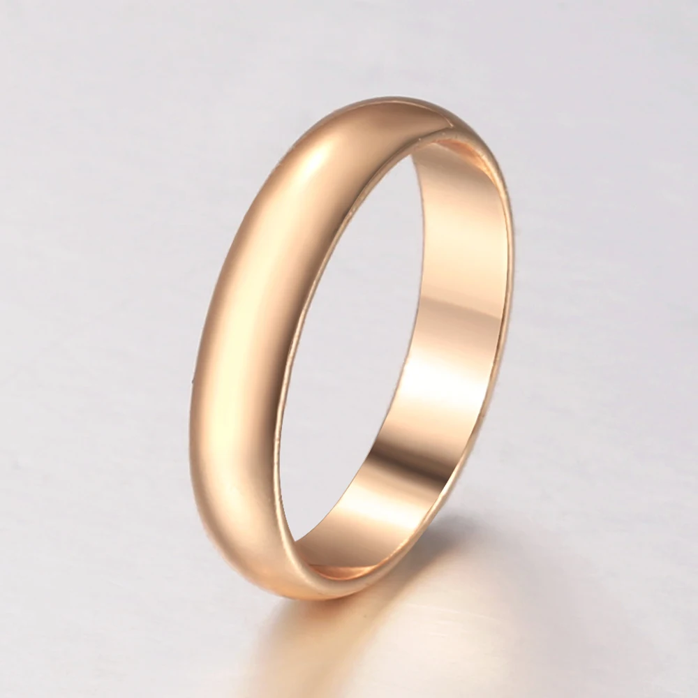 Smooth 585 Rose Gold Color Rings For Men Women Filled Rings Wedding Band Couple Ring Simple Jewelry Wholesale Jewelry DGR75