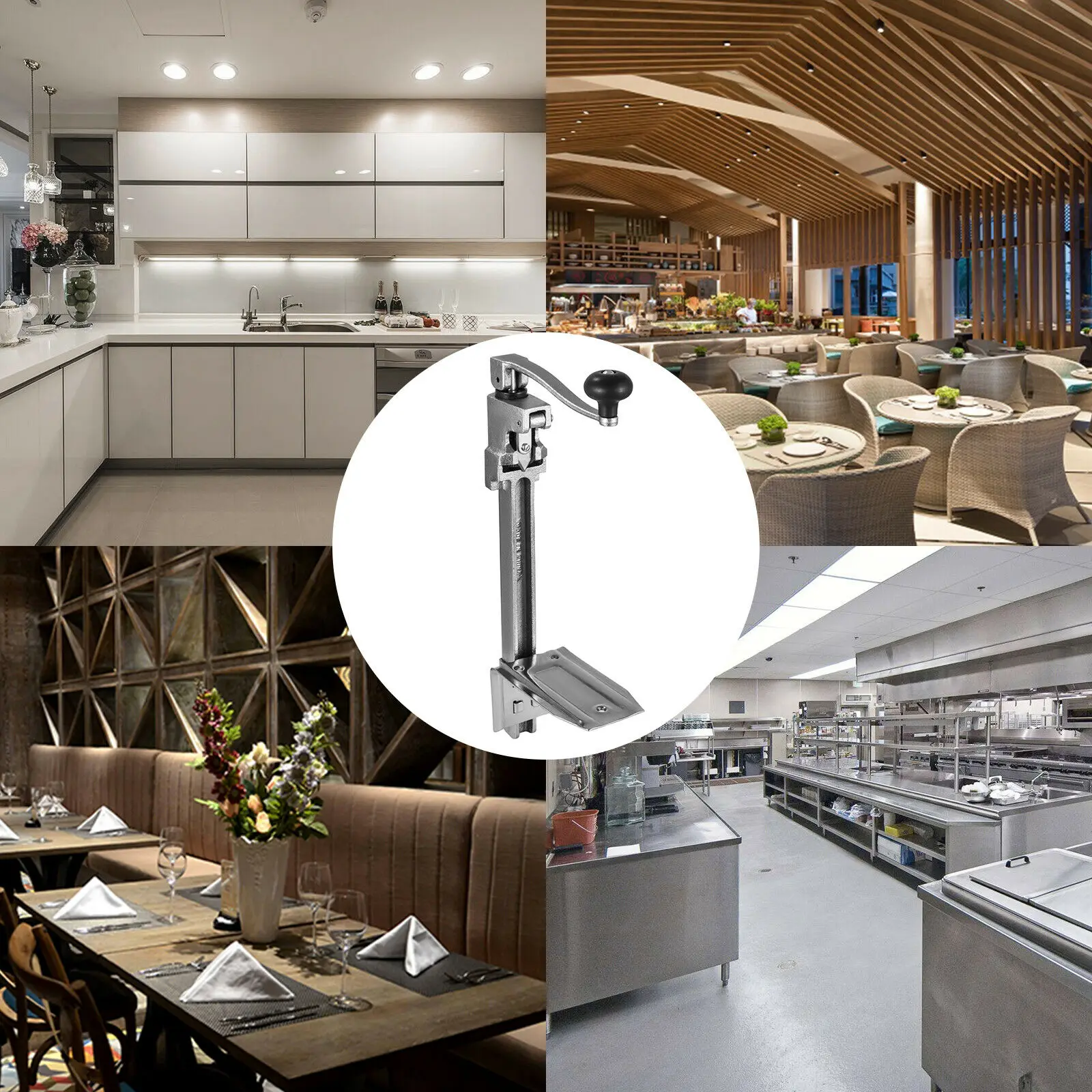 فتاحة علب يدوية VEVOR مقاس 19 بوصة مع قاعدة/مقبض من الفولاذ المطلي سهلة التشغيل للتثبيت للمطبخ والمطعم والاستخدام المنزلي التجاري