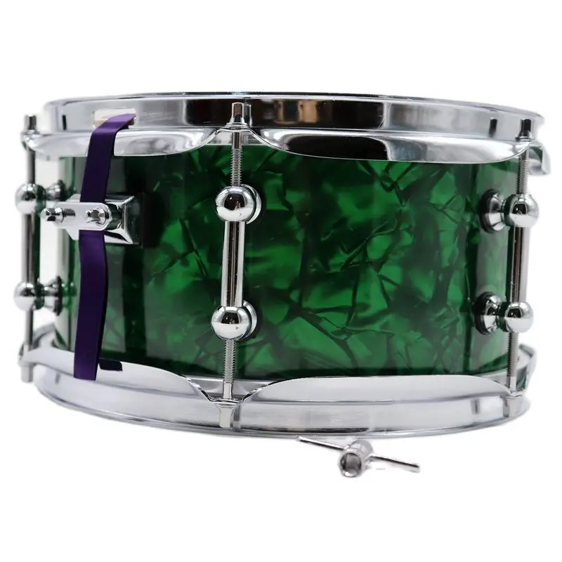 10 Inch Diameter 5 Inch Depth Snare Drum Celluloid Drum Body Shell Green Grossy with 6 Holes Drum Hoop with Drum Spanner Screw