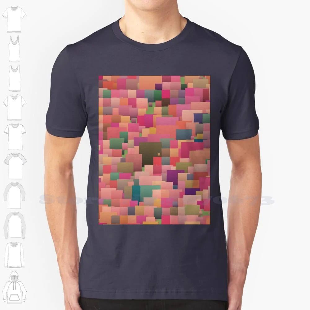 Pastel City 100% Cotton T-Shirt Pastel Day Music City Poem Rose Baby Love Girly Pink House Room Tile Cube Abstract Wallpaper