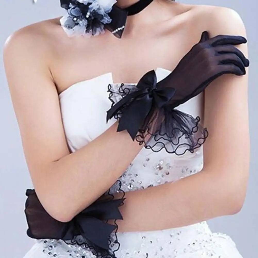 Black Red White Ivory Short Lace Bridal Gloves Wedding Accessories Party Lace Gloves