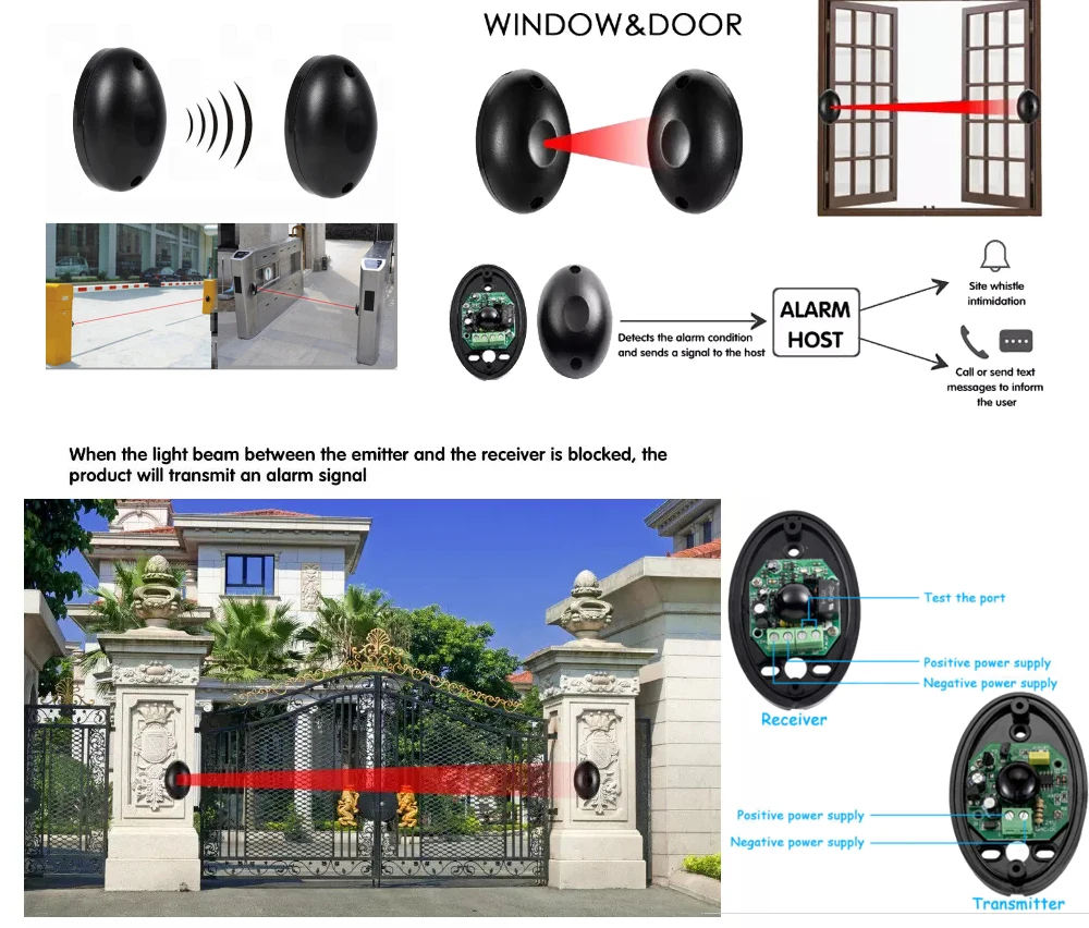 Sensor infravermelho de porta,/sem fio, sensor para abrir portão automático, à prova d'água, ac 12 v-24v