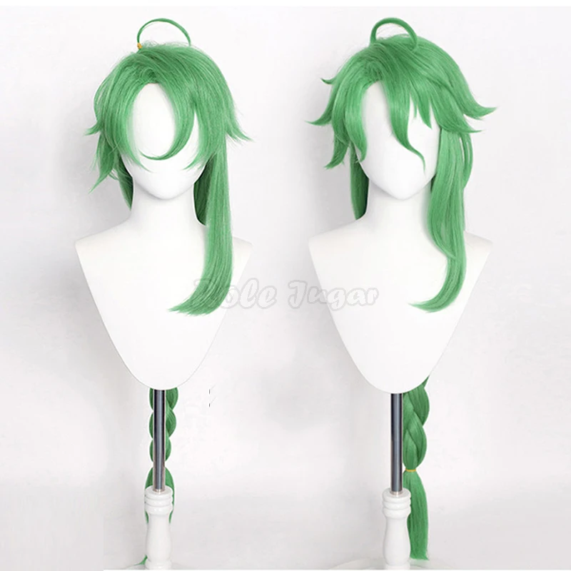 

Genshin Impact Cosplay Baizhu Wig Long Straight Braided Ponytail Heat Resistant Green Hair Wigs Role Play Accessories C65M163