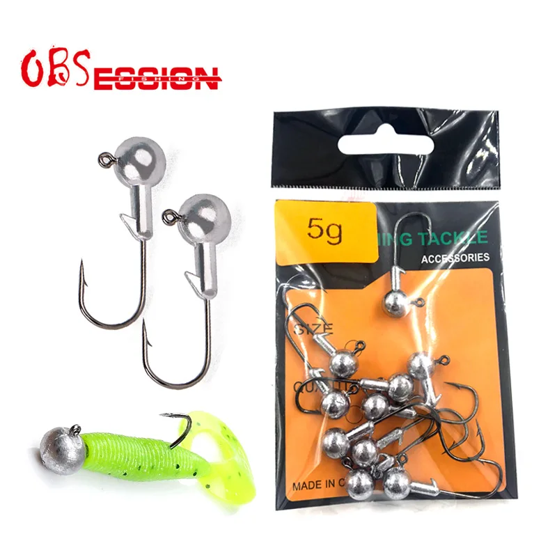 10pcs/Lot Exposed Lead Jig Head 1g 2g 3.5g 5g 7g 10g 14g 20g Lead Head Hook Jig Baits Fishing Hooks Jigging Fishing Accessories