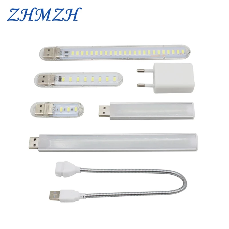 

Mini USB LED Night Light 3LEDs 8LEDs 10LEDs 24LEDs Book Lamp Extension Pole Plug Adapter For Reading Notebook Power Bank