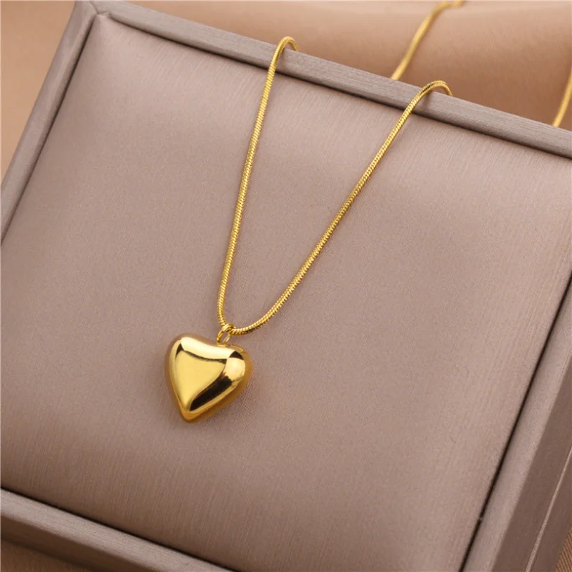 316L Stainless Steel Fashion Fine Jewelry Vintage Minimalism Lovers Love Heart Charms Chain Choker Necklaces Pendants For Women