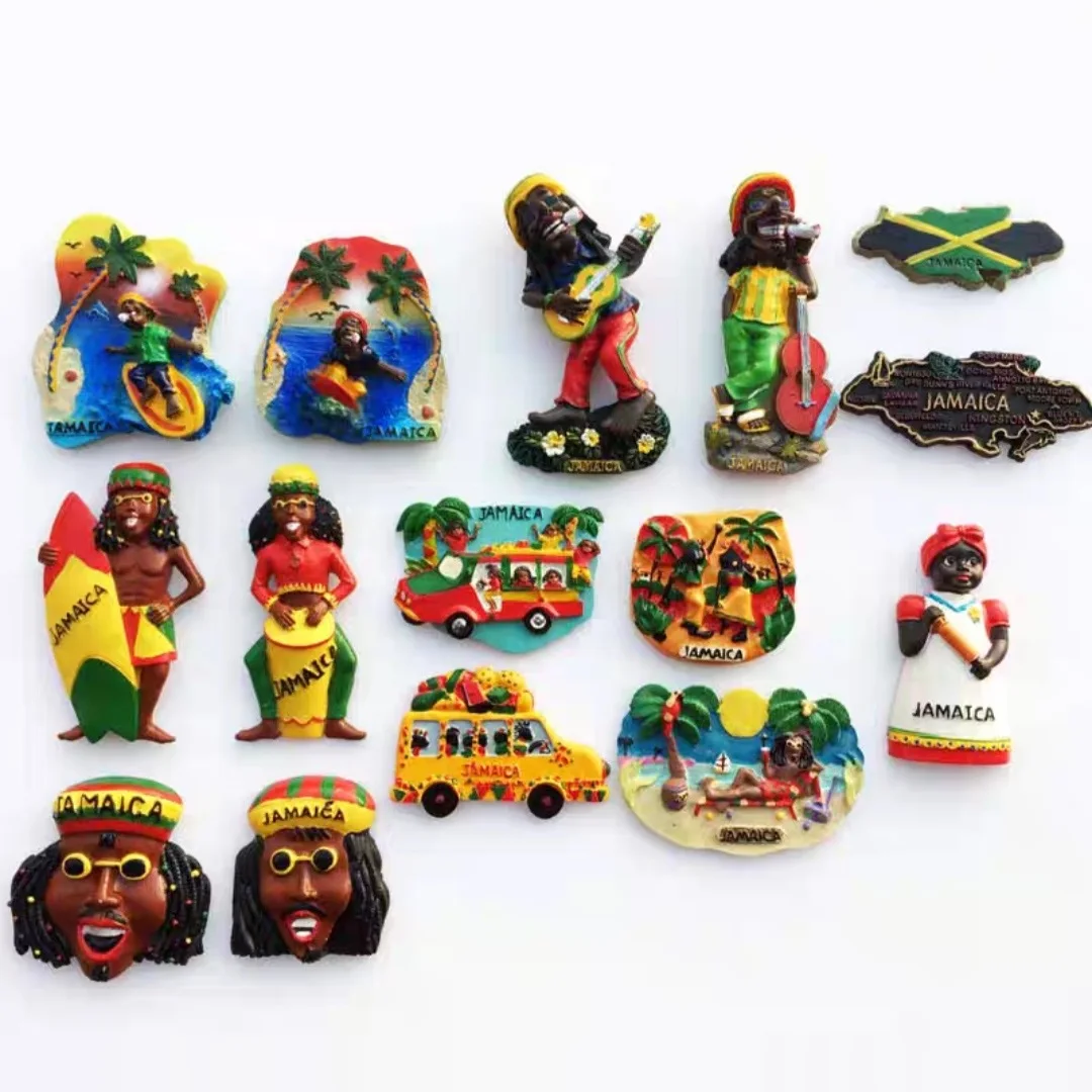 North America Jamaica 3D Fridge Magnets Tourist Souvenir Decoration Articles Handicraft Magnetic Refrigerator Collection Gifts