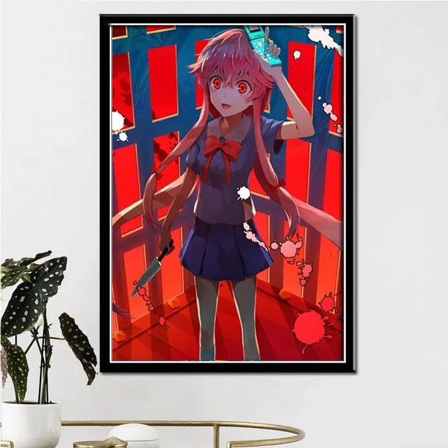 Japan Anime Mirai Nikki Amano Yukiteru Gasai Yuno Canvas Painting Animation Character Wall Art Poster Print Living Room Decor