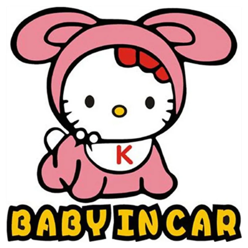 Baby On Board Warning Vinyl Decals Cute Kitty Cat In Car Styling Anime Poster Stickers Auto Tail Rear Windscreen Decorative Film