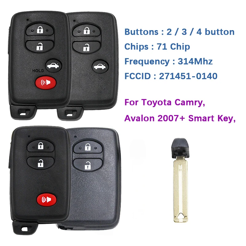 CN007082 Aftermarket key For Toyota Camry Avalon 2007+ With HYQ14AAB P1 D4 4D-67 314MHz Light Gray 89904-06041 89904-33181