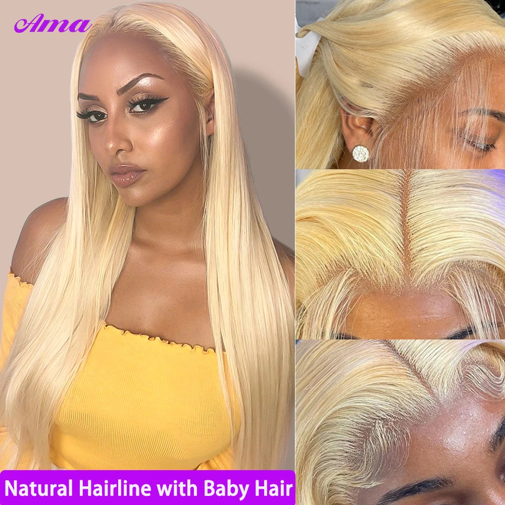 613  Lace Frontal Wig 13x6 Straight Lace Front Wigs Human Hair 180% Density Blonde Lace Front Wig Human Hair Pre Plucked