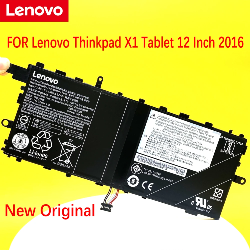 NEW Original Laptop Battery FOR Lenovo Thinkpad X1 Tablet 12 Inch 2016 00HW045 SB10J78993 SB10J78994 00HW046