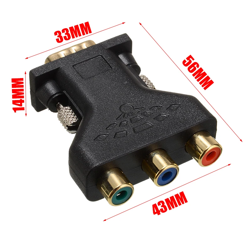 New Arrival VGA RCA Adapter 3RCA Video Female To HD 15 Pin VGA Converter Style Component Video Jack Adapter