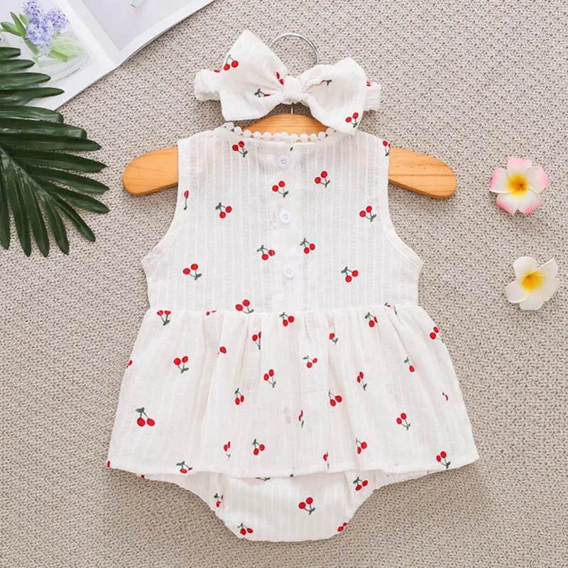 Summer Baby Girls Clothes Toddler Baby Girl Dress Bodysuits Sleeveless Print Infant Baby Girls Cotton Jumpsuit