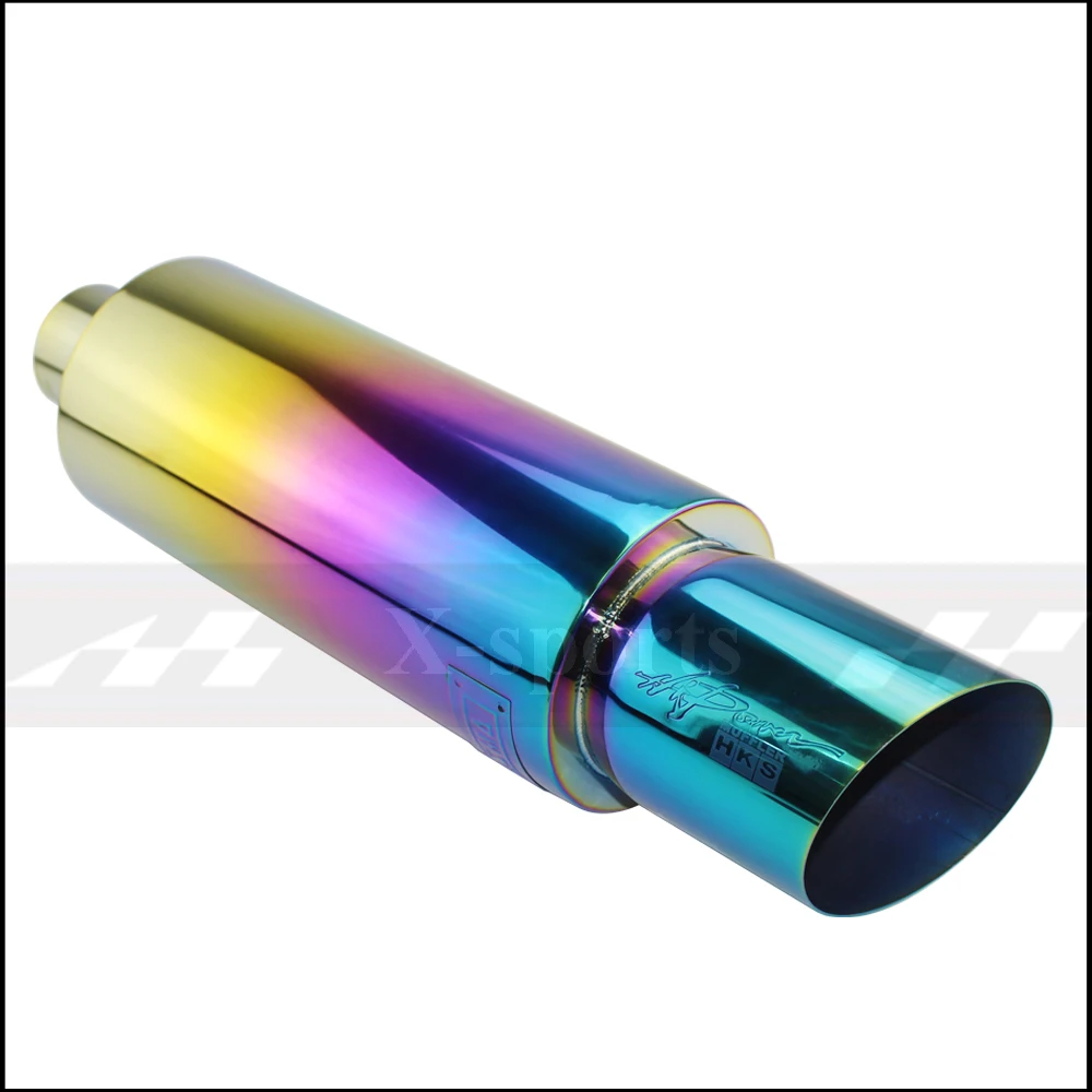 Car Styling Exhaust System Pipe Tail Universal Racing Muffler High Quality Stainless Steel 63 or 76 To 101mm Mufflers Silver