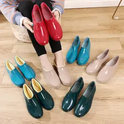 Primavera/Autunno Nudo Rainboots Morbido Galosce Scarpe di Acqua Stivali di Gomma Donna Scarpa Da Lavoro Della Cucina per Pulire e Lavare I Vestiti rosso